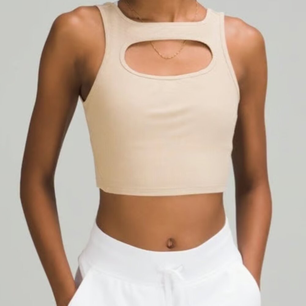 Lululemon LA Front Cut-Out Crop Tank Trench